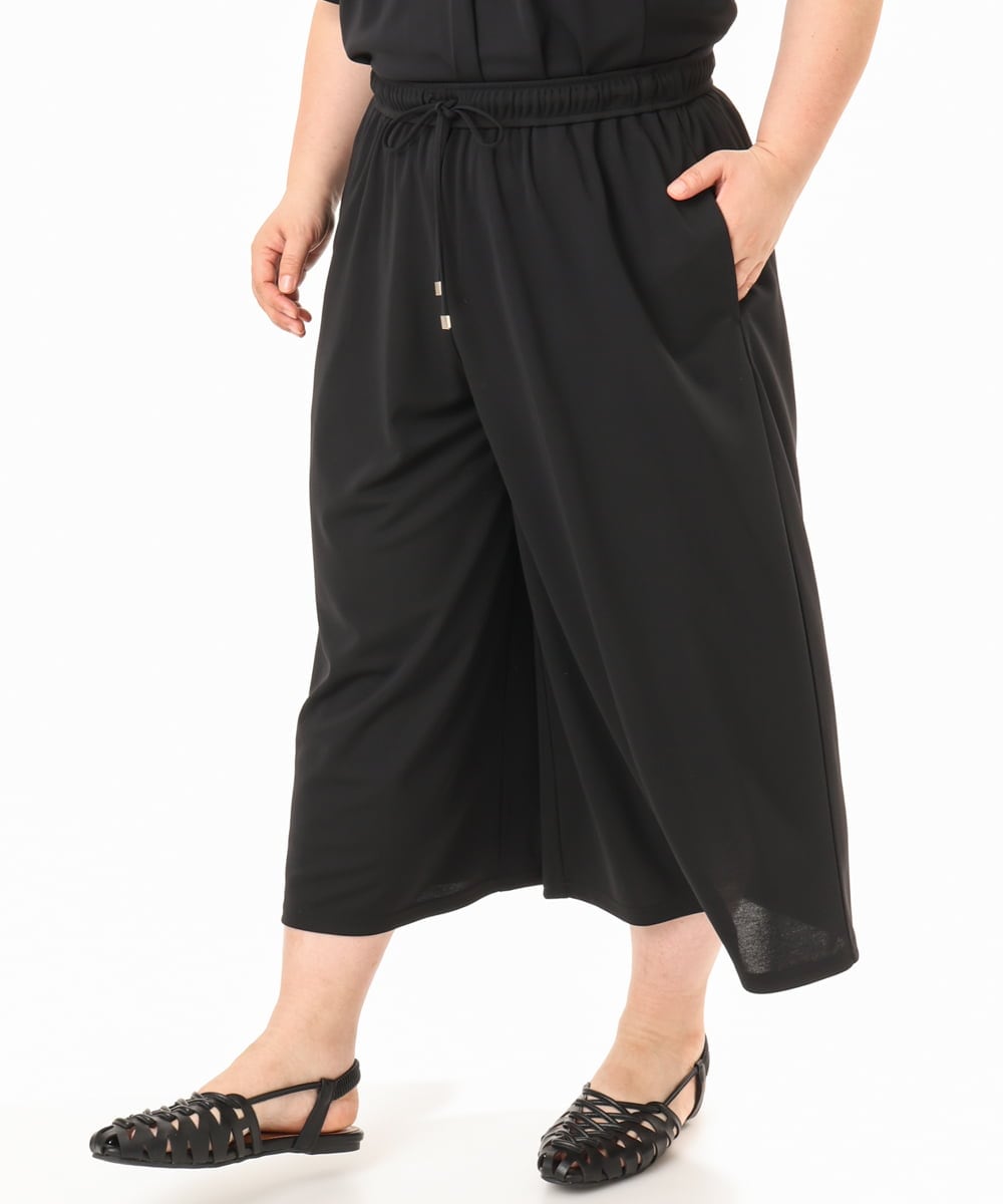 OLLGD29089 eur3(エウルキューブ) 【大きいサイズ/接触冷感/セットアップ対応】ジャージーワイドパンツ ブラック