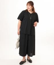OLLGD29089 eur3(エウルキューブ) 【大きいサイズ/接触冷感/セットアップ対応】ジャージーワイドパンツ ブラック
