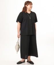 OLLGD29089 eur3(エウルキューブ) 【大きいサイズ/接触冷感/セットアップ対応】ジャージーワイドパンツ ブラック