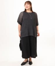 OLLGD29089 eur3(エウルキューブ) 【大きいサイズ/接触冷感/セットアップ対応】ジャージーワイドパンツ ブラック