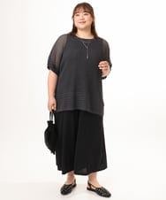 OLLGD29089 eur3(エウルキューブ) 【大きいサイズ/接触冷感/セットアップ対応】ジャージーワイドパンツ ブラック