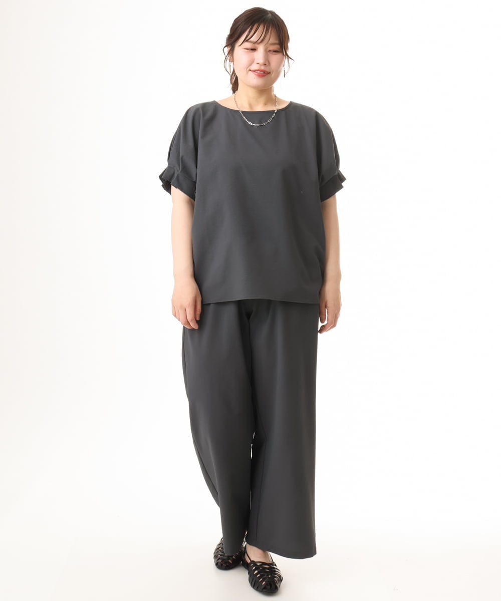 OLLHD22099 eur3(エウルキューブ) 【大きいサイズ/吸水速乾】ドライタッチサッカーワイドパンツ グレー