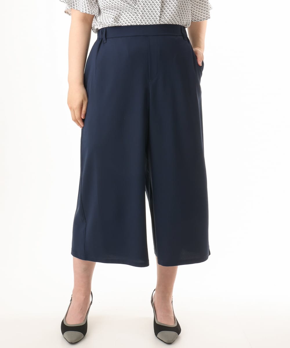 OLLHD30119 eur3(エウルキューブ) 【大きいサイズ/接触冷感】クロップドワイドパンツ ネイビー