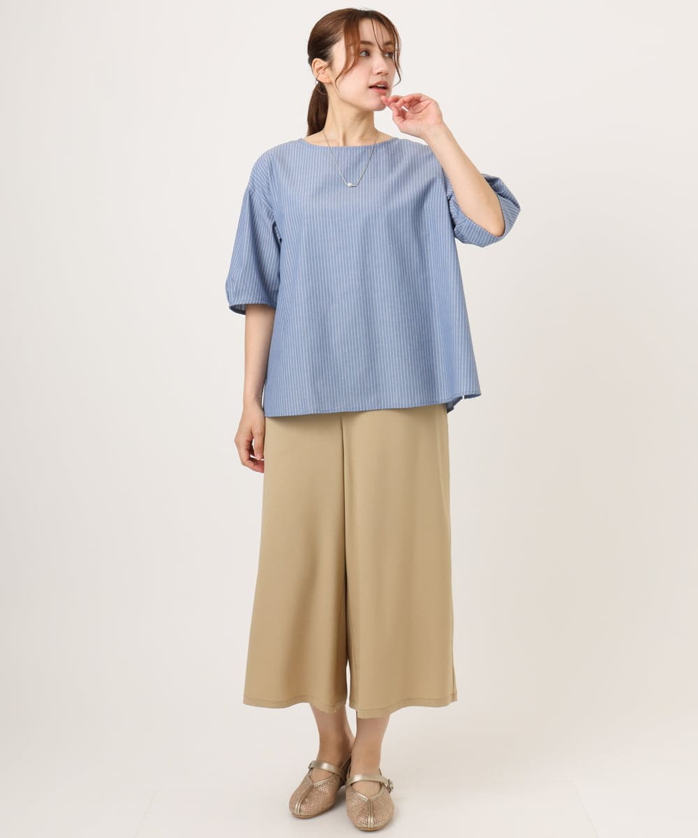OLLHD30119 eur3(エウルキューブ) 【大きいサイズ/接触冷感】クロップドワイドパンツ ベージュ