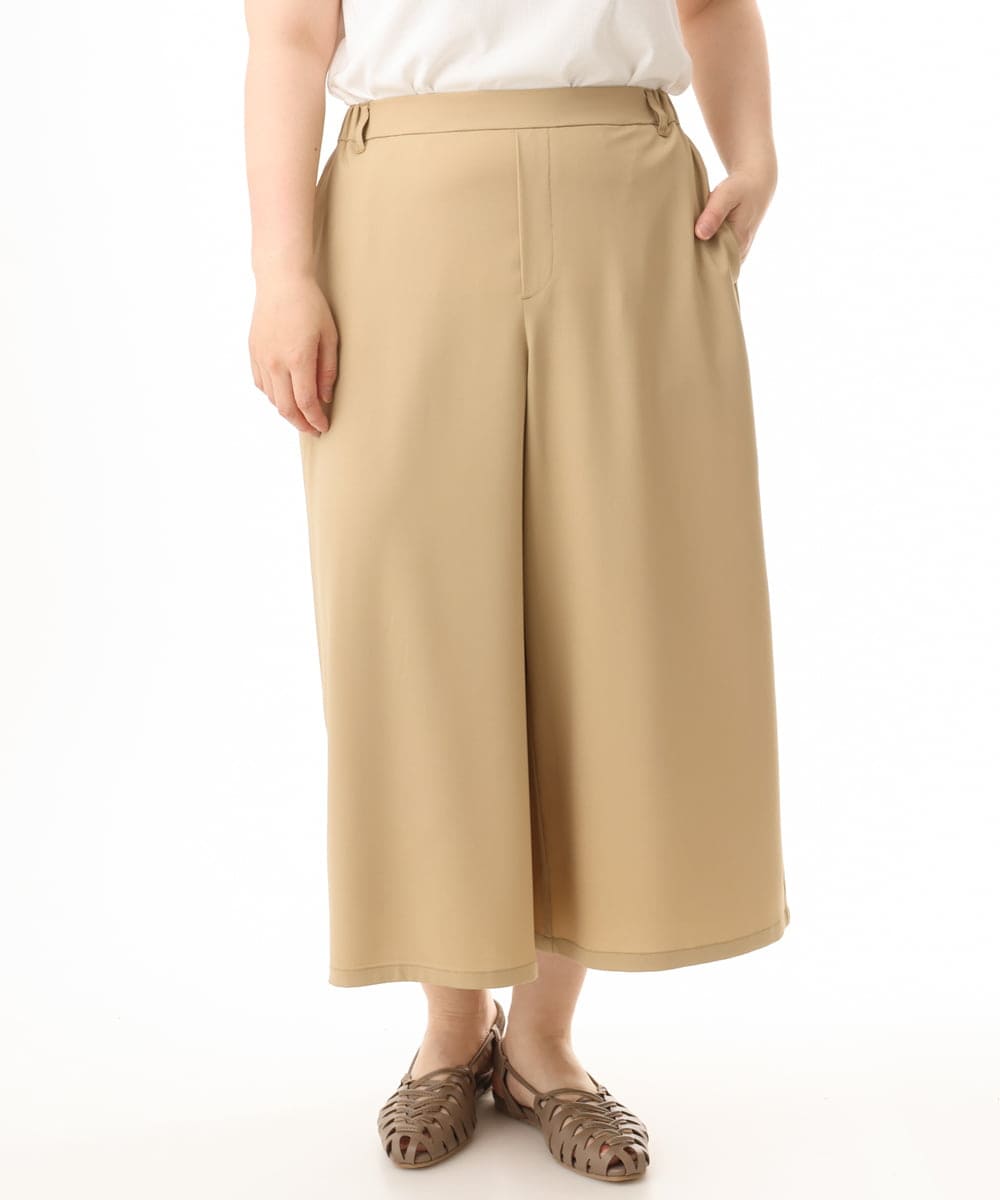 OLLHD30119 eur3(エウルキューブ) 【大きいサイズ/接触冷感】クロップドワイドパンツ ベージュ
