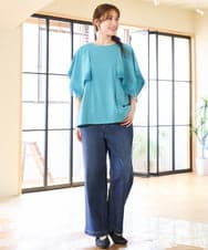 OLLHD31109 eur3(エウルキューブ) 【大きいサイズ/接触冷感】ストレートワイドデニムパンツ ネイビー