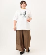 OLLID36129 eur3(エウルキューブ) 【大きいサイズ】シア―ワイドパンツ モカ(無地）