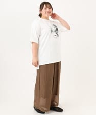 OLLID36129 eur3(エウルキューブ) 【大きいサイズ】シア―ワイドパンツ モカ(無地）