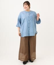 OLLID36129 eur3(エウルキューブ) 【大きいサイズ】シア―ワイドパンツ モカ(無地）