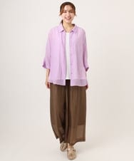 OLLID36129 eur3(エウルキューブ) 【大きいサイズ】シア―ワイドパンツ モカ(無地）
