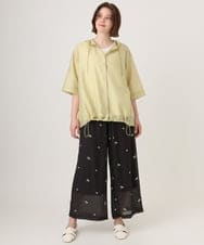 OLLID36129 eur3(エウルキューブ) 【大きいサイズ】シア―ワイドパンツ ダークグレー(刺繍）