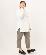 OLLKD08089 eur3(エウルキューブ) 【シリーズ累計販売2万枚！/大きいサイズ】さらさらストレッチカットレングステーパードパンツ ダークブラウン(チェック)