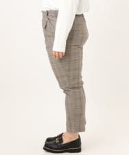 OLLKD08089 eur3(エウルキューブ) 【シリーズ累計販売2万枚！/大きいサイズ】さらさらストレッチカットレングステーパードパンツ ダークブラウン(チェック)