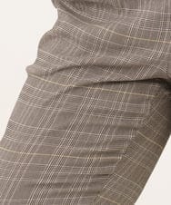 OLLKD08089 eur3(エウルキューブ) 【シリーズ累計販売2万枚！/大きいサイズ】さらさらストレッチカットレングステーパードパンツ ダークブラウン(チェック)