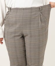 OLLKD08089 eur3(エウルキューブ) 【シリーズ累計販売2万枚！/大きいサイズ】さらさらストレッチカットレングステーパードパンツ ダークブラウン(チェック)