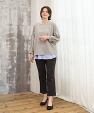 OLLKD08089 eur3(エウルキューブ) 【シリーズ累計販売2万枚！/大きいサイズ】さらさらストレッチカットレングステーパードパンツ ダークグレー