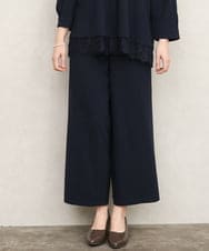 OLLKD09099 eur3(エウルキューブ) 【大きいサイズ/洗える/セットアップ対応】カットジョーゼットワイドパンツ ネイビー
