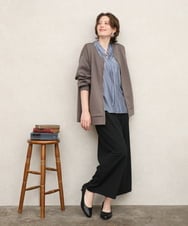 OLLKD09099 eur3(エウルキューブ) 【大きいサイズ/洗える/セットアップ対応】カットジョーゼットワイドパンツ ブラック