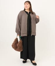 OLLKD09099 eur3(エウルキューブ) 【大きいサイズ/洗える/セットアップ対応】カットジョーゼットワイドパンツ ブラック