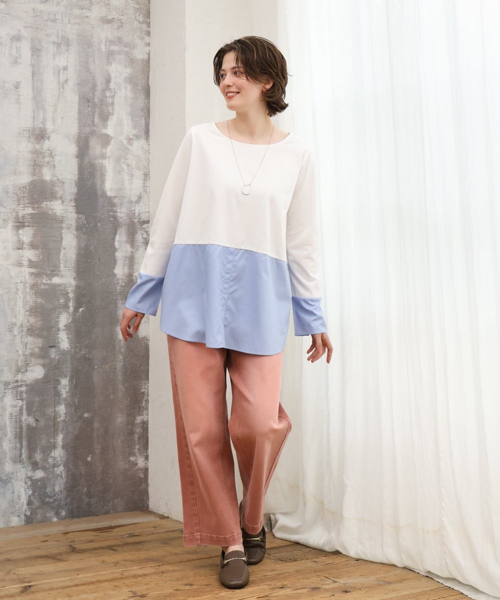 OLLKD13109 eur3(エウルキューブ) 【大きいサイズ/洗える】カラーストレッチデニム ライトピンク