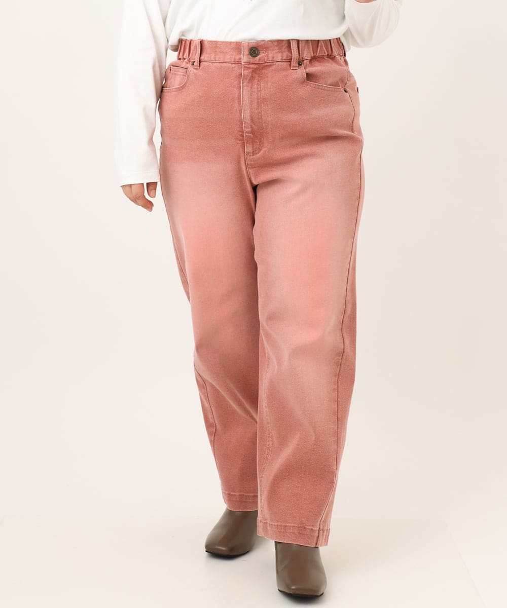OLLKD13109 eur3(エウルキューブ) 【大きいサイズ/洗える】カラーストレッチデニム ライトピンク