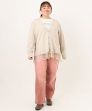 OLLKD13109 eur3(エウルキューブ) 【大きいサイズ/洗える】カラーストレッチデニム ライトピンク
