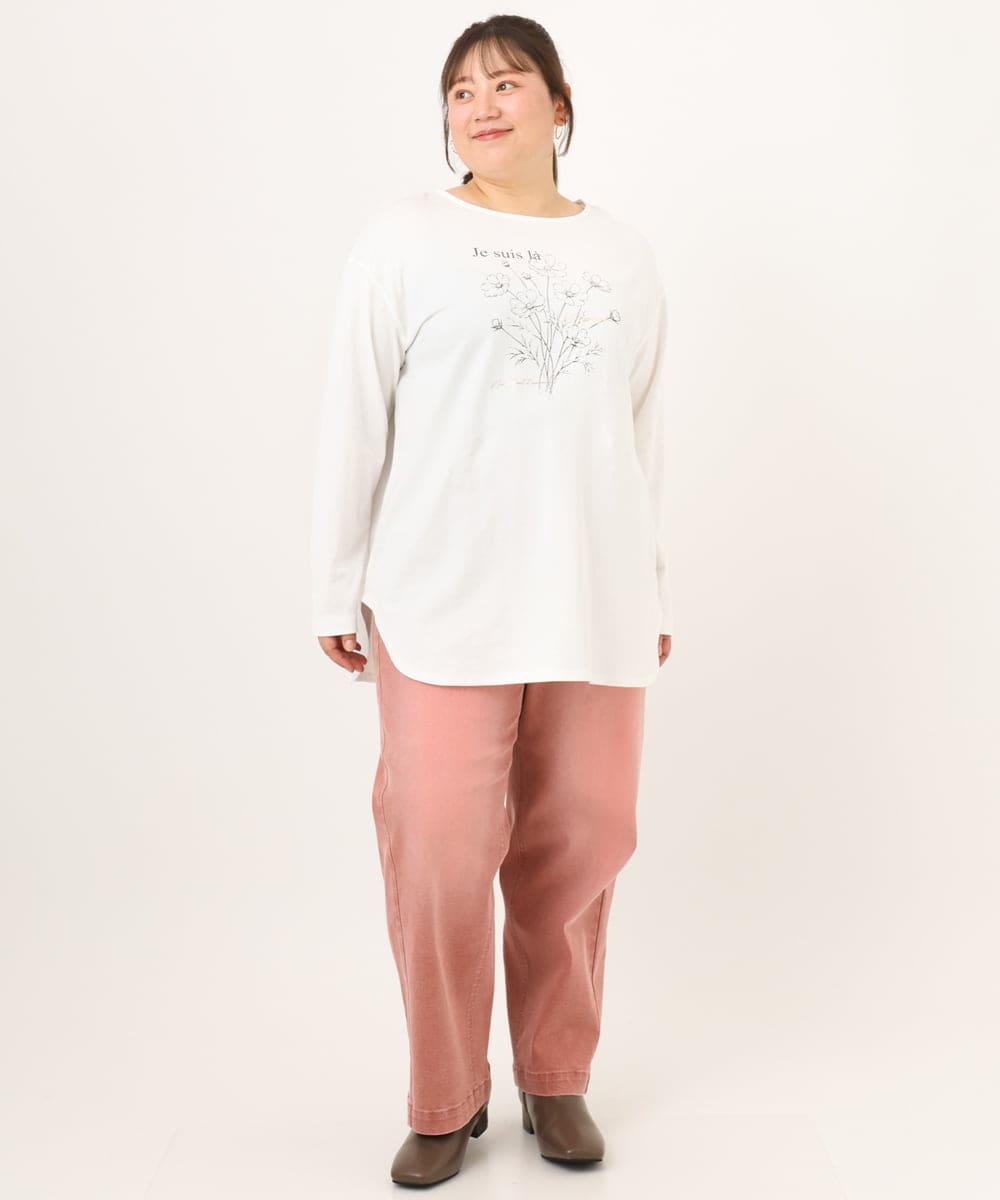 OLLKD13109 eur3(エウルキューブ) 【大きいサイズ/洗える】カラーストレッチデニム ライトピンク