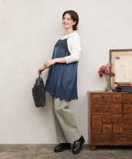 OLLKD13109 eur3(エウルキューブ) 【大きいサイズ/洗える】カラーストレッチデニム カーキ