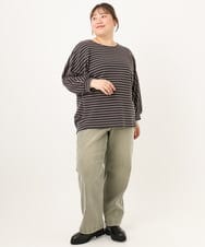 OLLKD13109 eur3(エウルキューブ) 【大きいサイズ/洗える】カラーストレッチデニム カーキ