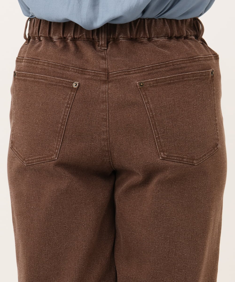 OLLKD13109 eur3(エウルキューブ) 【大きいサイズ/洗える】カラーストレッチデニム ダークブラウン