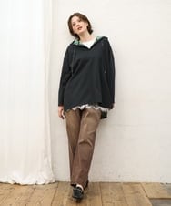 OLLKD13109 eur3(エウルキューブ) 【大きいサイズ/洗える】カラーストレッチデニム ダークブラウン
