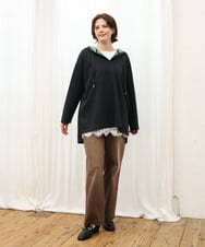 OLLKD13109 eur3(エウルキューブ) 【大きいサイズ/洗える】カラーストレッチデニム ダークブラウン