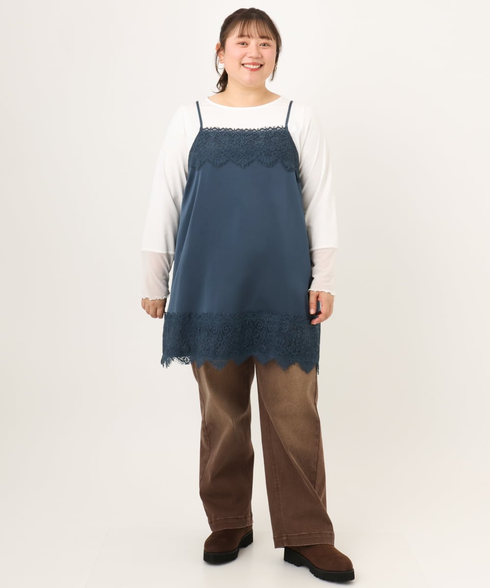 OLLKD13109 eur3(エウルキューブ) 【大きいサイズ/洗える】カラーストレッチデニム ダークブラウン