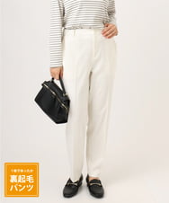 OLLLA10099 eur3(エウルキューブ) 【大きいサイズ】ロイヤルヒート裏起毛テーパードパンツ ホワイト(90)