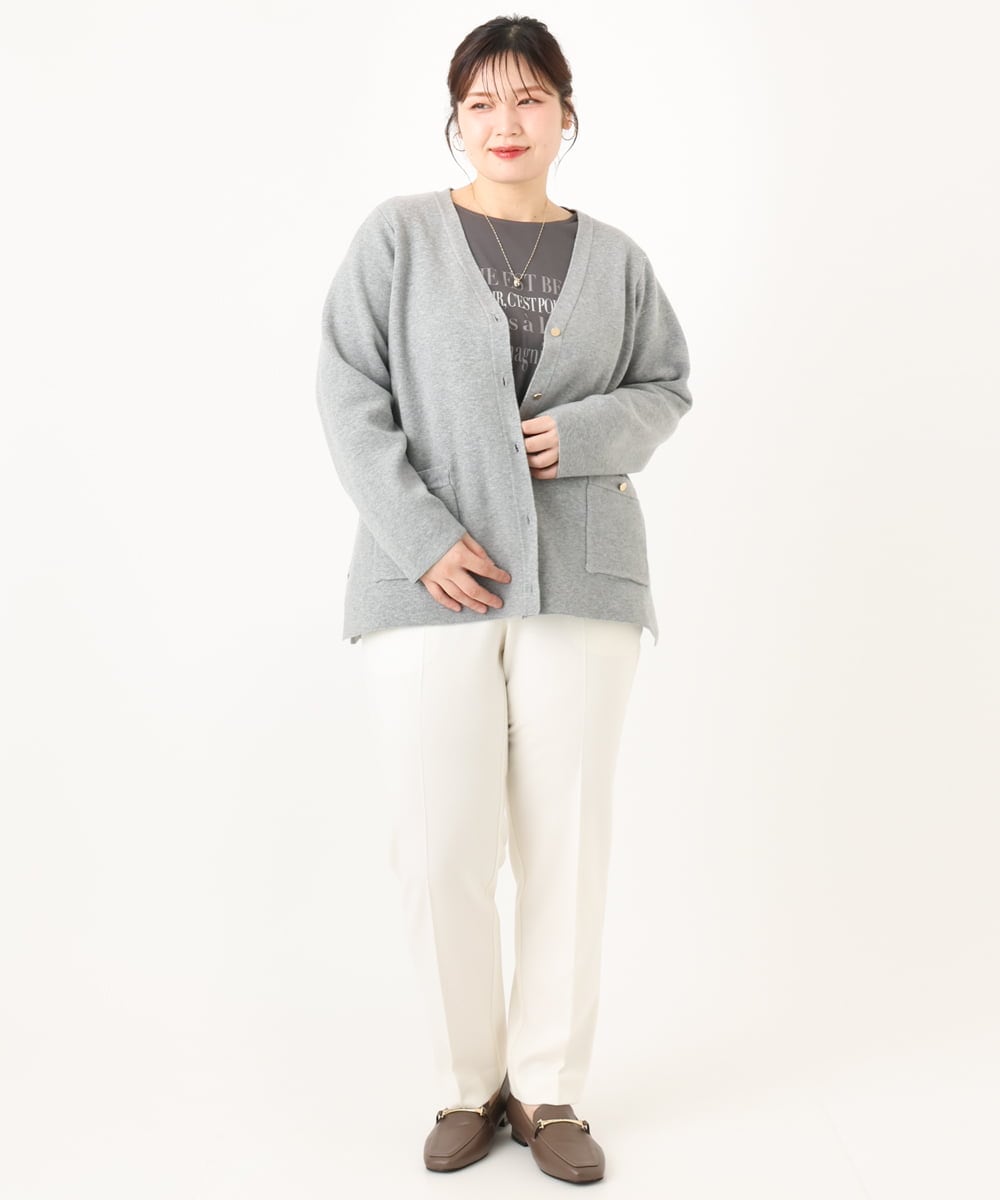 OLLLA10099 eur3(エウルキューブ) 【大きいサイズ】ロイヤルヒート裏起毛テーパードパンツ ホワイト(90)