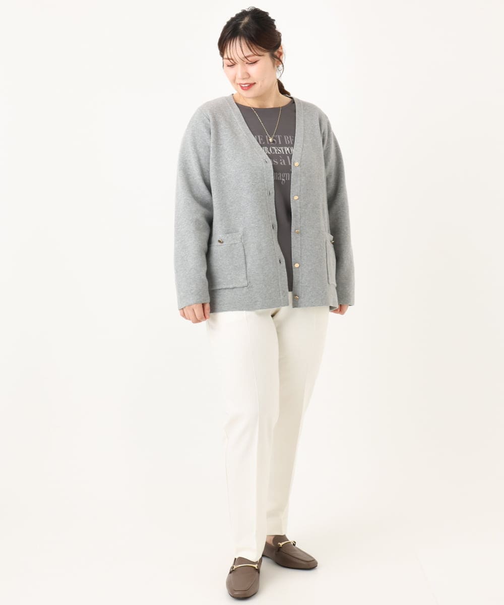 OLLLA10099 eur3(エウルキューブ) 【大きいサイズ】ロイヤルヒート裏起毛テーパードパンツ ホワイト(90)