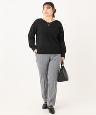 OLLLA10099 eur3(エウルキューブ) 【大きいサイズ】ロイヤルヒート裏起毛テーパードパンツ ダークグレー(93)