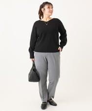 OLLLA10099 eur3(エウルキューブ) 【大きいサイズ】ロイヤルヒート裏起毛テーパードパンツ ダークグレー(93)
