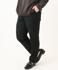 OLLLA10099 eur3(エウルキューブ) 【大きいサイズ】ロイヤルヒート裏起毛テーパードパンツ ブラック(94)