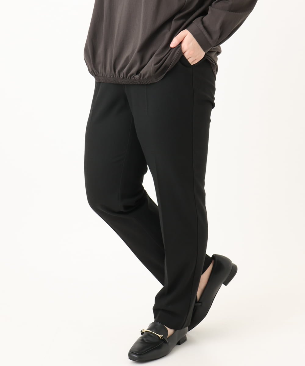 OLLLA10099 eur3(エウルキューブ) 【大きいサイズ】ロイヤルヒート裏起毛テーパードパンツ ブラック(94)
