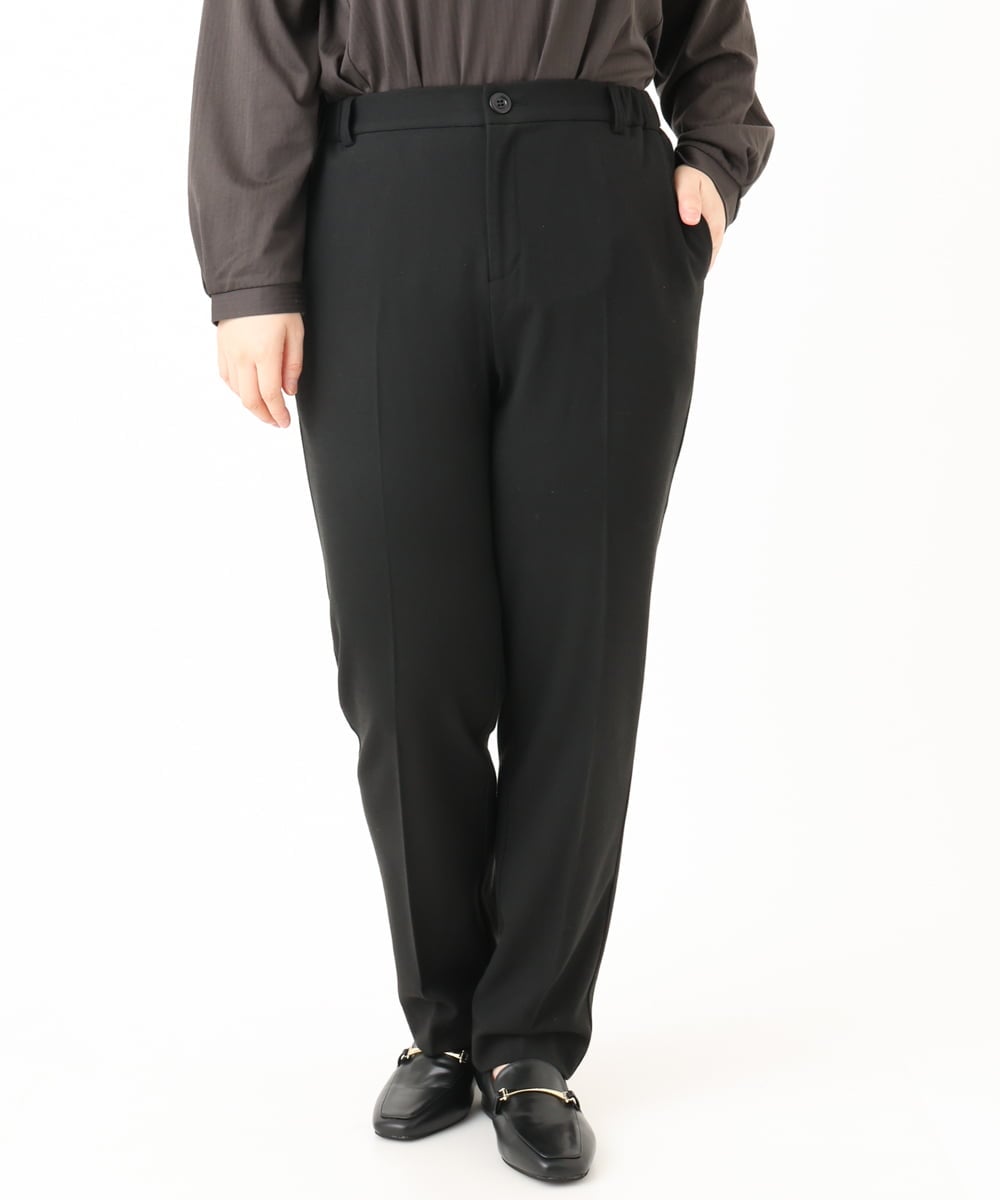 OLLLA10099 eur3(エウルキューブ) 【大きいサイズ】ロイヤルヒート裏起毛テーパードパンツ ブラック(94)