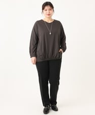 OLLLA10099 eur3(エウルキューブ) 【大きいサイズ】ロイヤルヒート裏起毛テーパードパンツ ブラック(94)