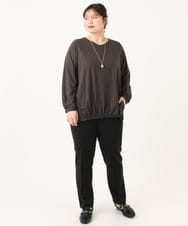 OLLLA10099 eur3(エウルキューブ) 【大きいサイズ】ロイヤルヒート裏起毛テーパードパンツ ブラック(94)