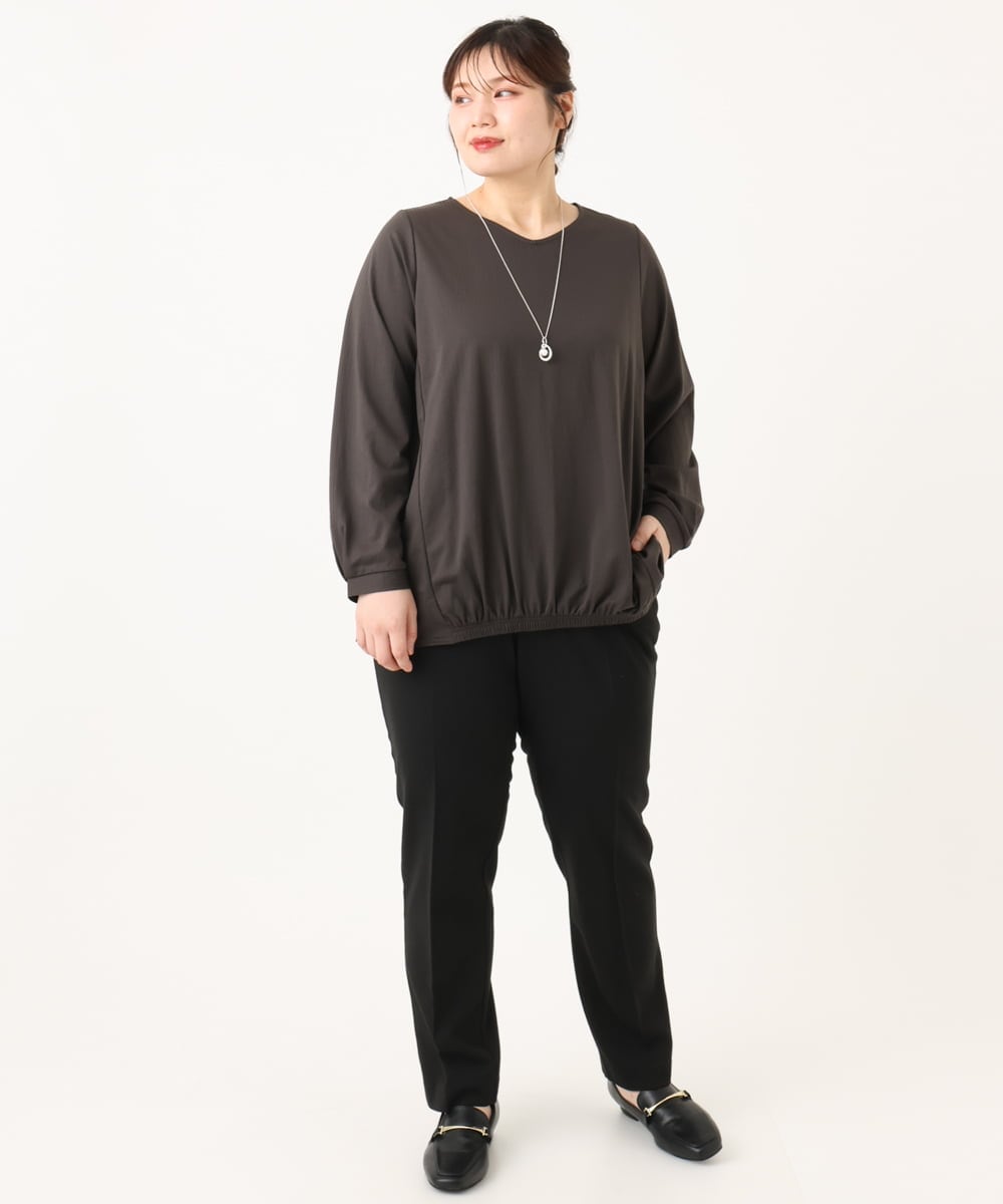 OLLLA10099 eur3(エウルキューブ) 【大きいサイズ】ロイヤルヒート裏起毛テーパードパンツ ブラック(94)