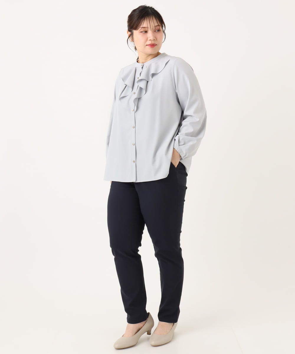 OLLLA16089 eur3(エウルキューブ) 【シリーズ累計販売2万枚！/大きいサイズ】さらさらストレッチ裏起毛テーパードパンツ ネイビー(57)