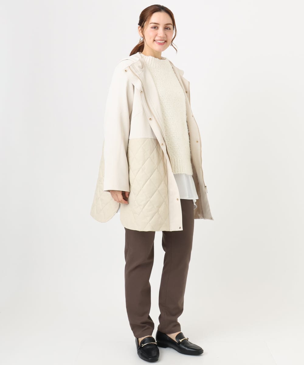 OLLLA16089 eur3(エウルキューブ) 【シリーズ累計販売2万枚！/大きいサイズ】さらさらストレッチ裏起毛テーパードパンツ モカ(84)