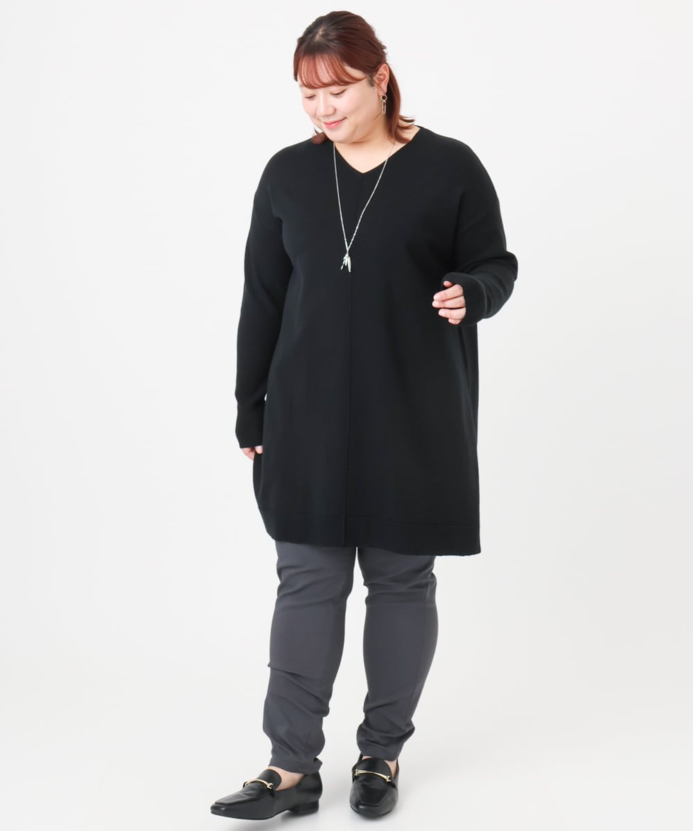 OLLLA16089 eur3(エウルキューブ) 【シリーズ累計販売2万枚！/大きいサイズ】さらさらストレッチ裏起毛テーパードパンツ ダークグレー(93)