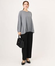 OLLLA19139 eur3(エウルキューブ) 【大きいサイズ/11号サイズあり】カットジョーゼットテーパードパンツ ブラック(94)