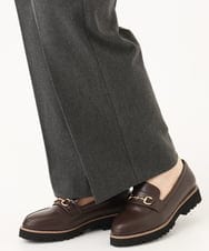 OLLLD17099 eur3(エウルキューブ) 【大きいサイズ/洗える/裏起毛】センタープレスストレートパンツ ダークグレー
