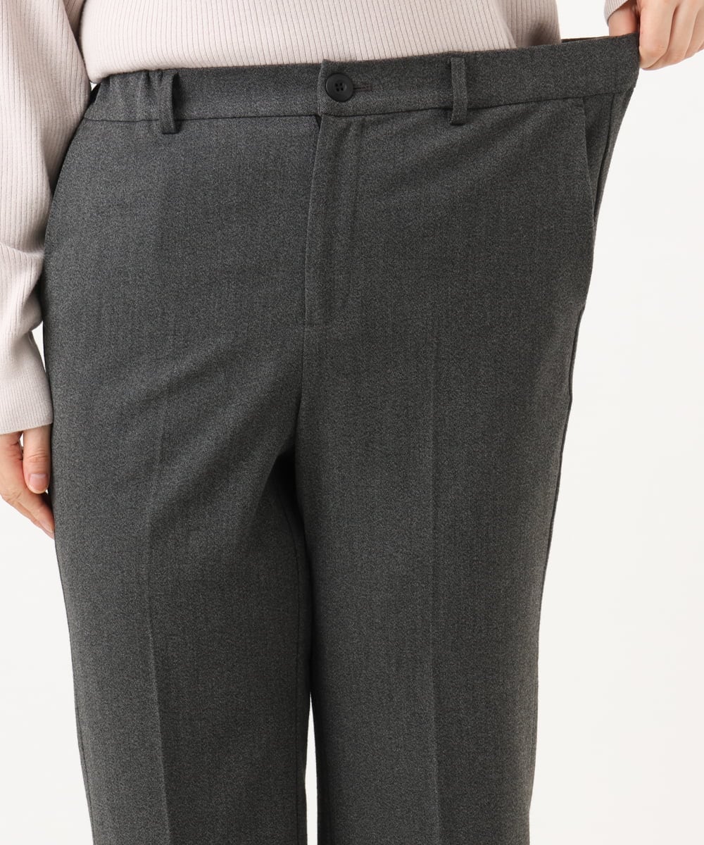 OLLLD17099 eur3(エウルキューブ) 【大きいサイズ/洗える/裏起毛】センタープレスストレートパンツ ダークグレー